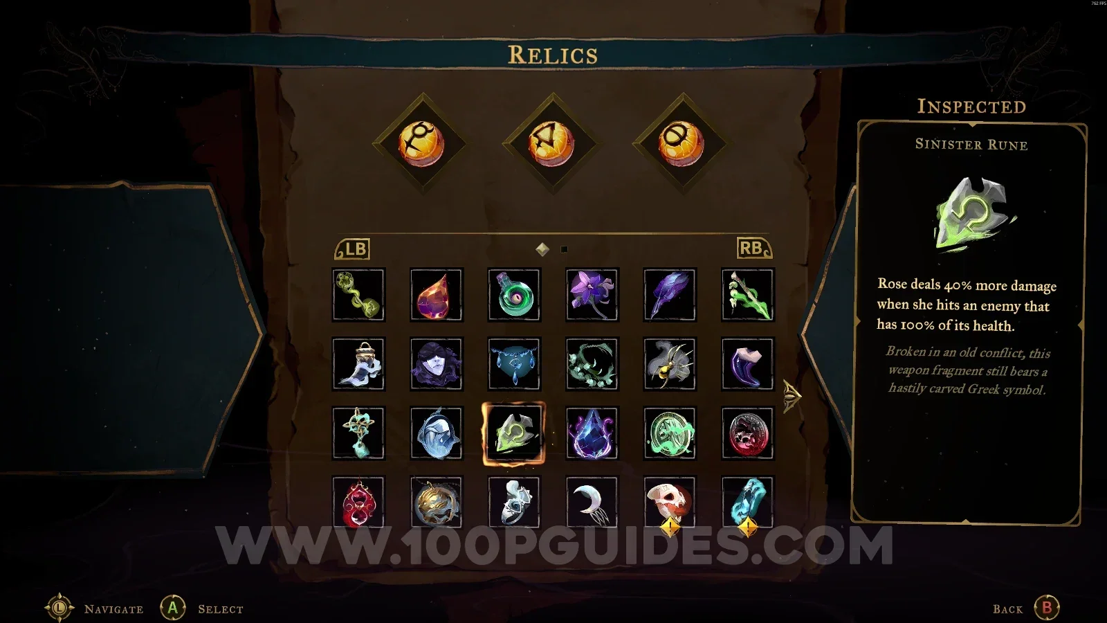 Castlevania Belmonts Curse: the Sinister Rune relic chest on the left side at the top