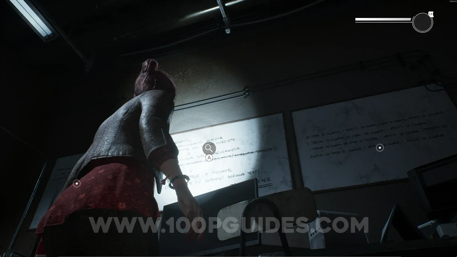 Remothered: Red Nuns Legacy: the row of whiteboards with the middle one highlighted