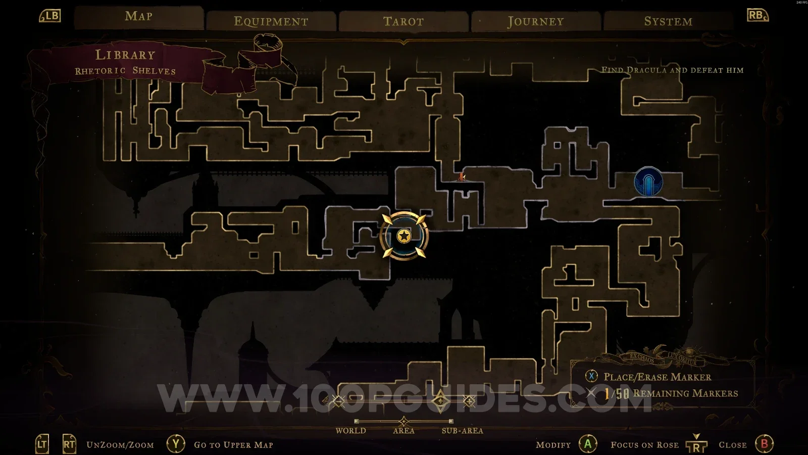 Castlevania Belmont's Curse Rhetoric Shelves: map with the area of Wise Heart Fragment #13 marked