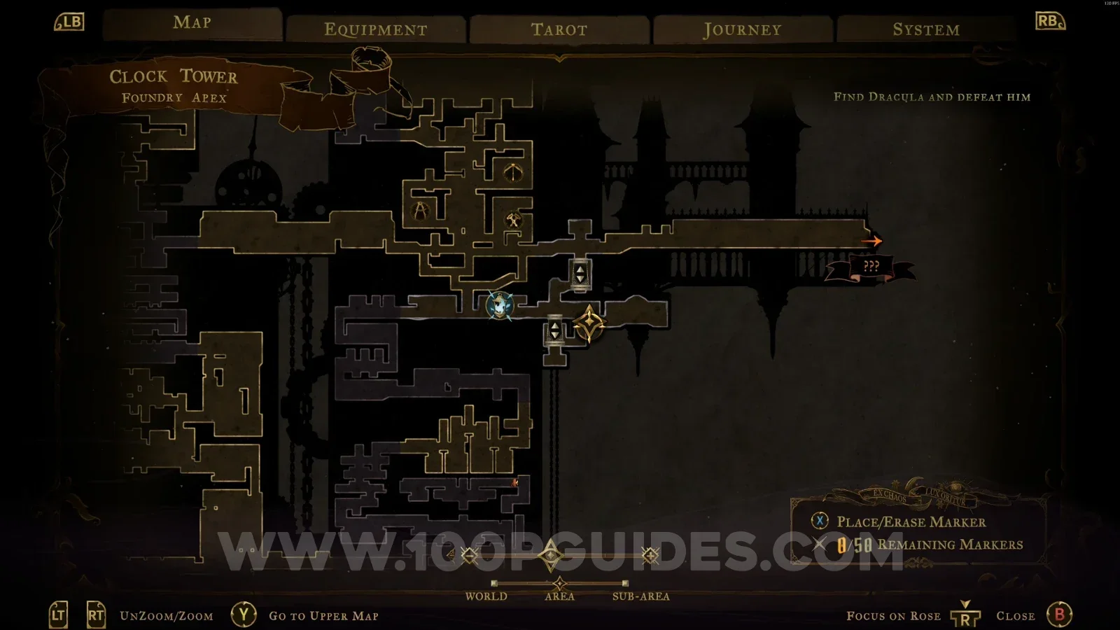 Castlevania Belmont's Curse Foundry Apex: map marking the area of Mirror Of Life #2