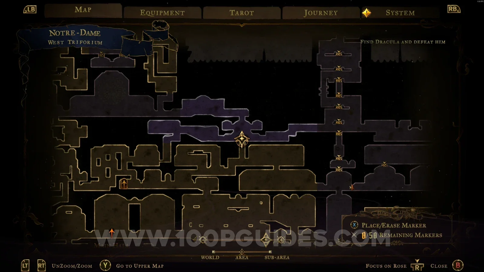 Castlevania Belmonts Curse West Triforium: map location of XP Statue #12