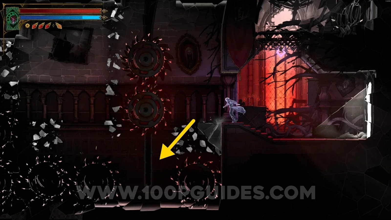 Castlevania Belmonts Curse Ballroom Of Terror: going down past the saws toward the secret room