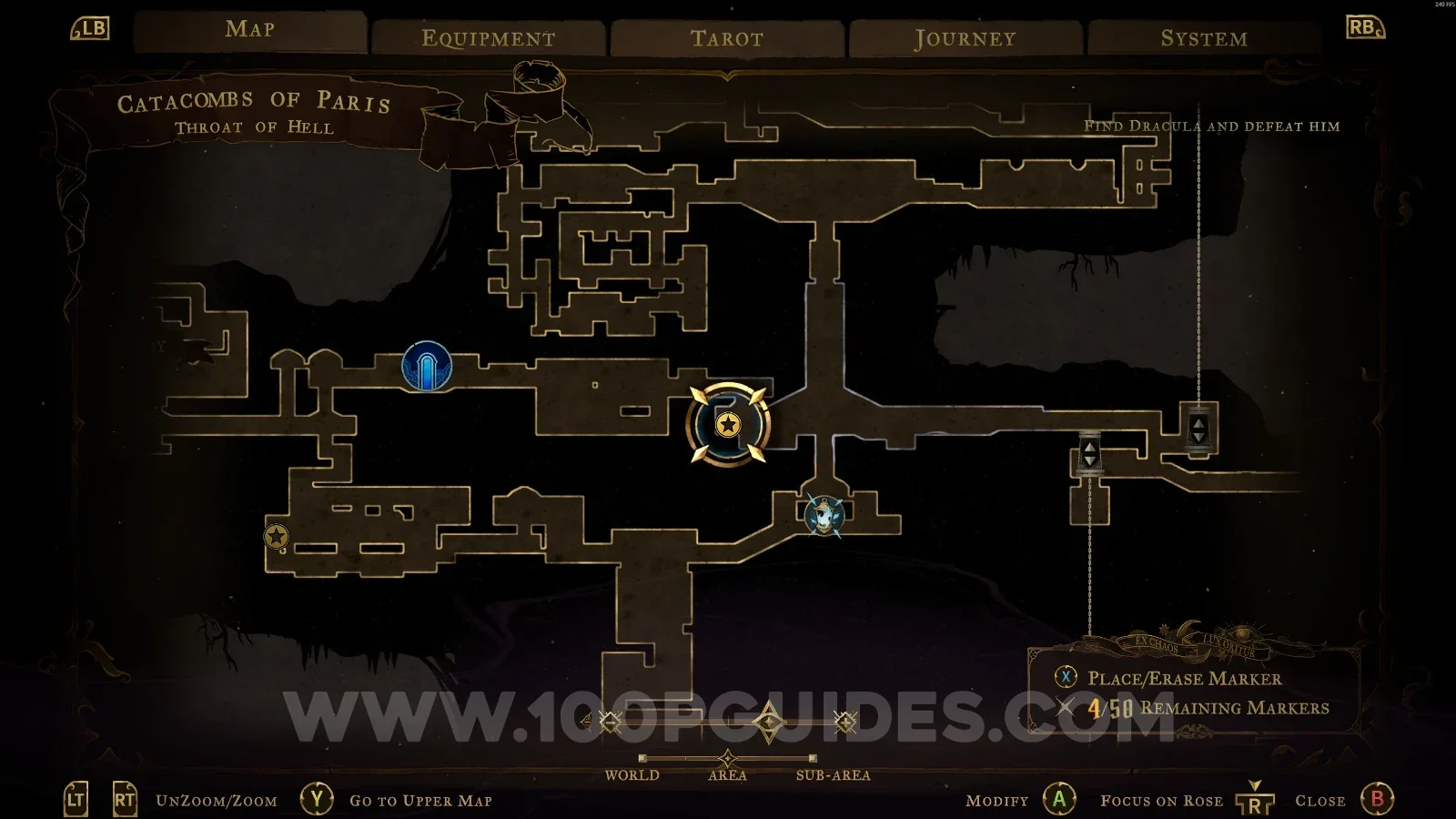 Castlevania Belmont's Curse Throat Of Hell: map location of Wise Heart Fragment #8 on the left side of the area