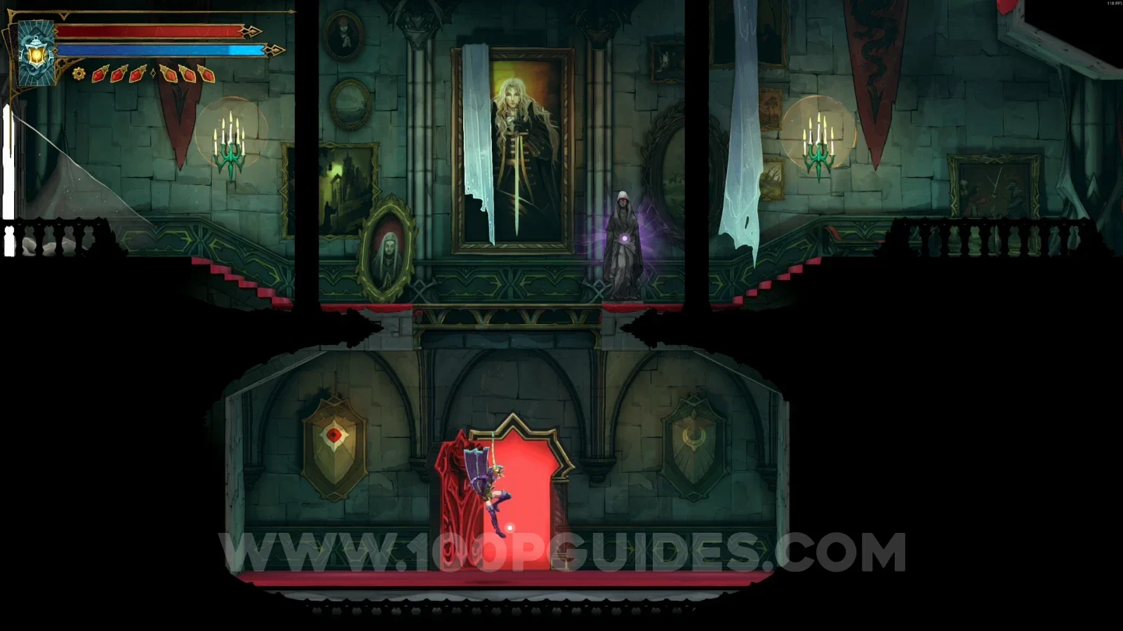 Castlevania Belmonts Curse Grand Hall: climbing the platforms and heading left past the red door