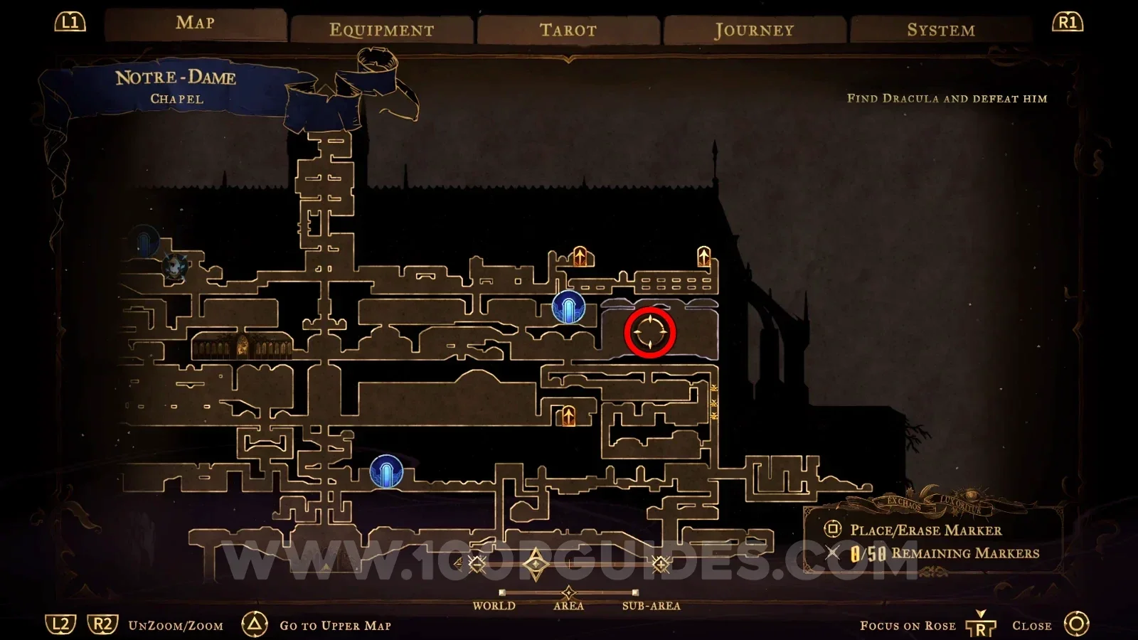 Castlevania: Belmont's Curse Notre-Dame region: the sword in the stone used with The Builder Arcana equipped