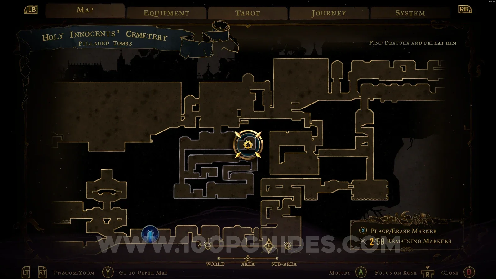 Castlevania Belmonts Curse Pillaged Tombs map marking the Nightshade relic location