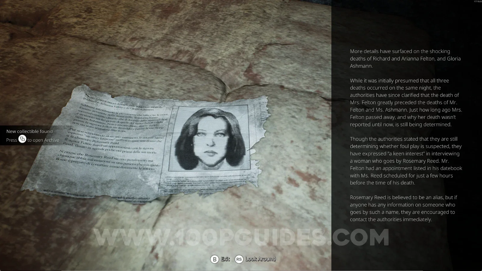 Remothered: Red Nuns Legacy: the Suspect In The Villa Felton Massacre note near the rusty gate