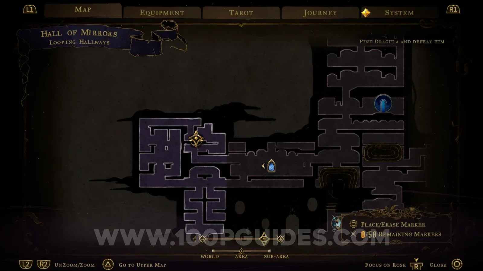 Castlevania Belmont's Curse Hall Of Mirrors: Looping Hallways, location of the Kneeling Is The Way clue