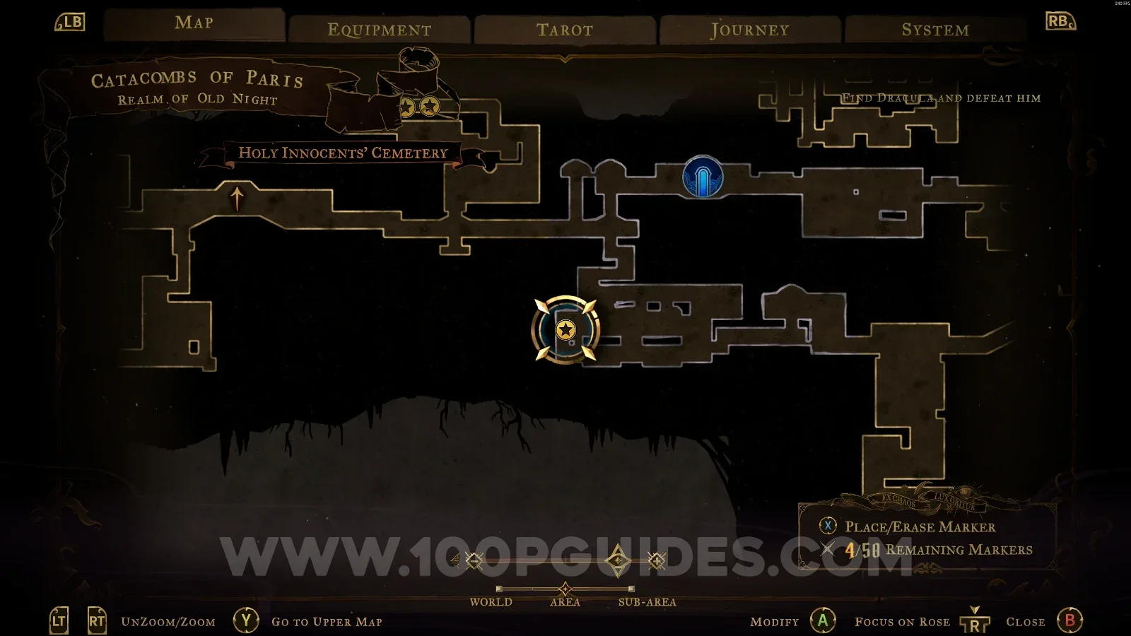 Castlevania Belmonts Curse Realm Of The Old Night map with the area of XP Statue #57 marked