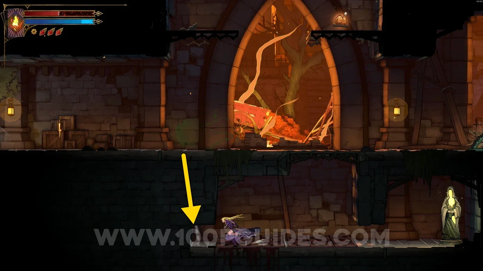 Castlevania Belmonts Curse Sewer Reservoir: slide on the left side on the way down to XP Statue #11