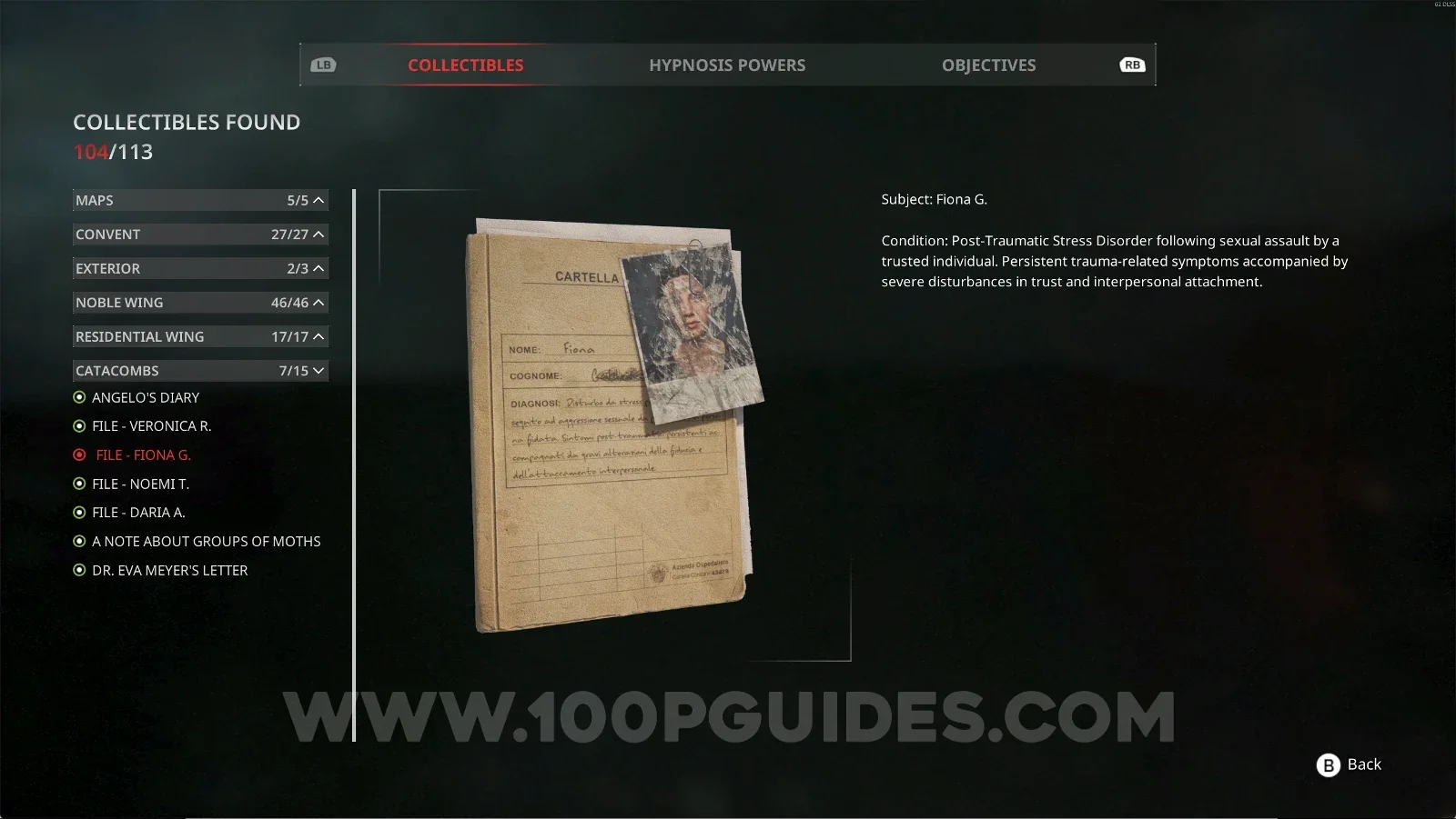 Remothered: Red Nuns Legacy Catacombs #7: File Fiona G. collectible