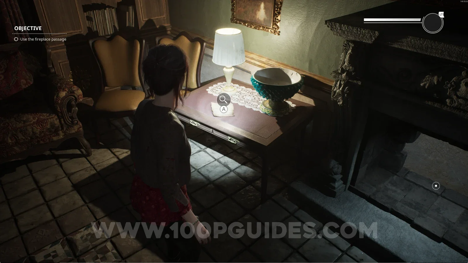 Remothered: Red Nuns Legacy Art Gallery: the revealed table next to the fireplace
