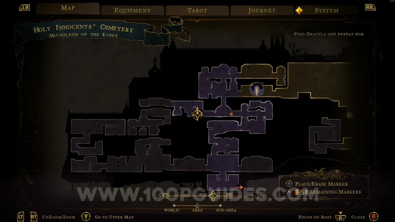 Castlevania Belmont's Curse Mausoleum Of The Kings: map marking the location of Brave Heart Fragment #2