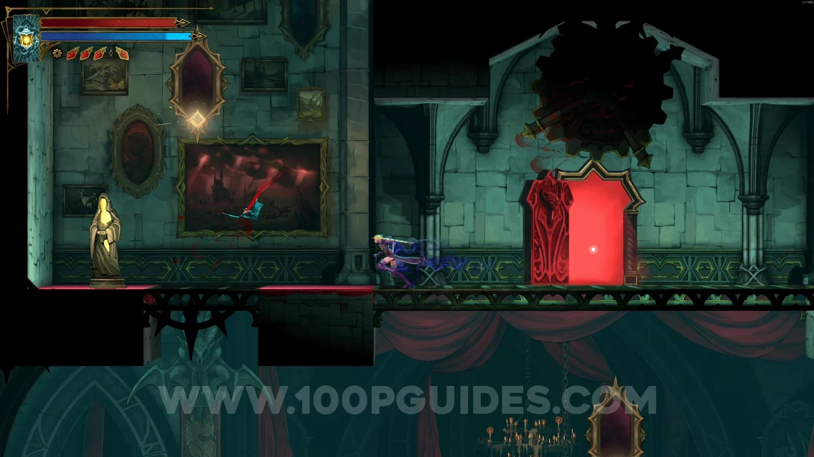 Castlevania Belmonts Curse Grand Hall: XP Statue #4 on the left side of the marked area