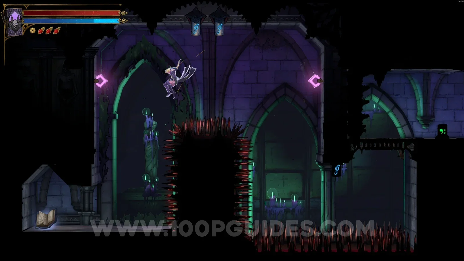 Castlevania Belmonts Curse Great Organ Room: Blue Book #12 buff in the marked area