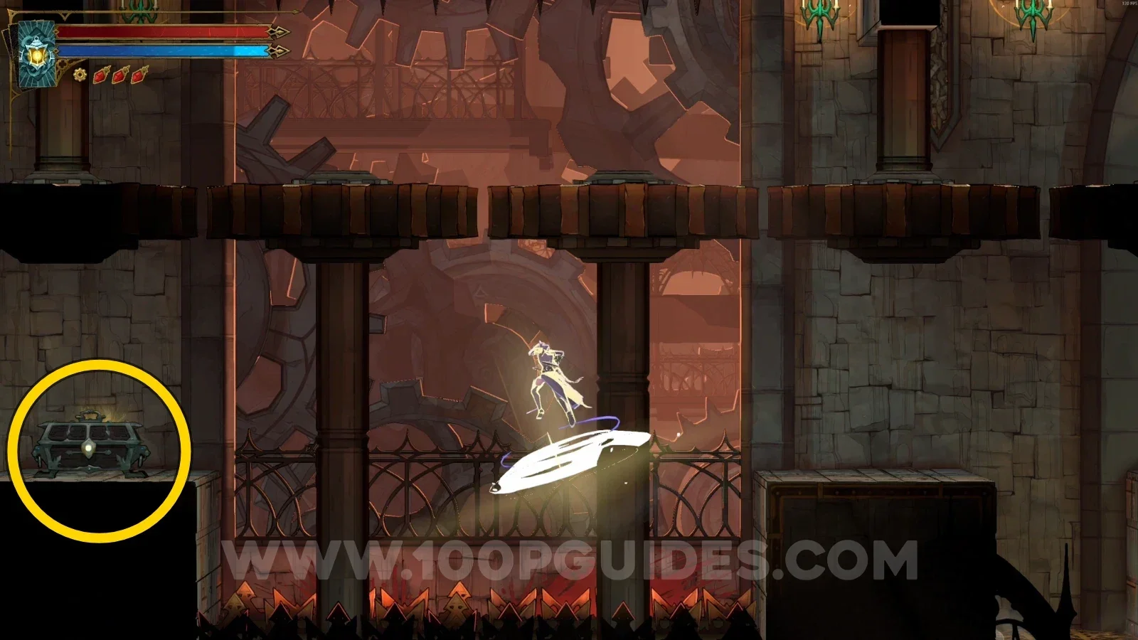 Castlevania Belmont's Curse Eastern Access Shaft: chest with Relic #2 Sinister Rune on the left