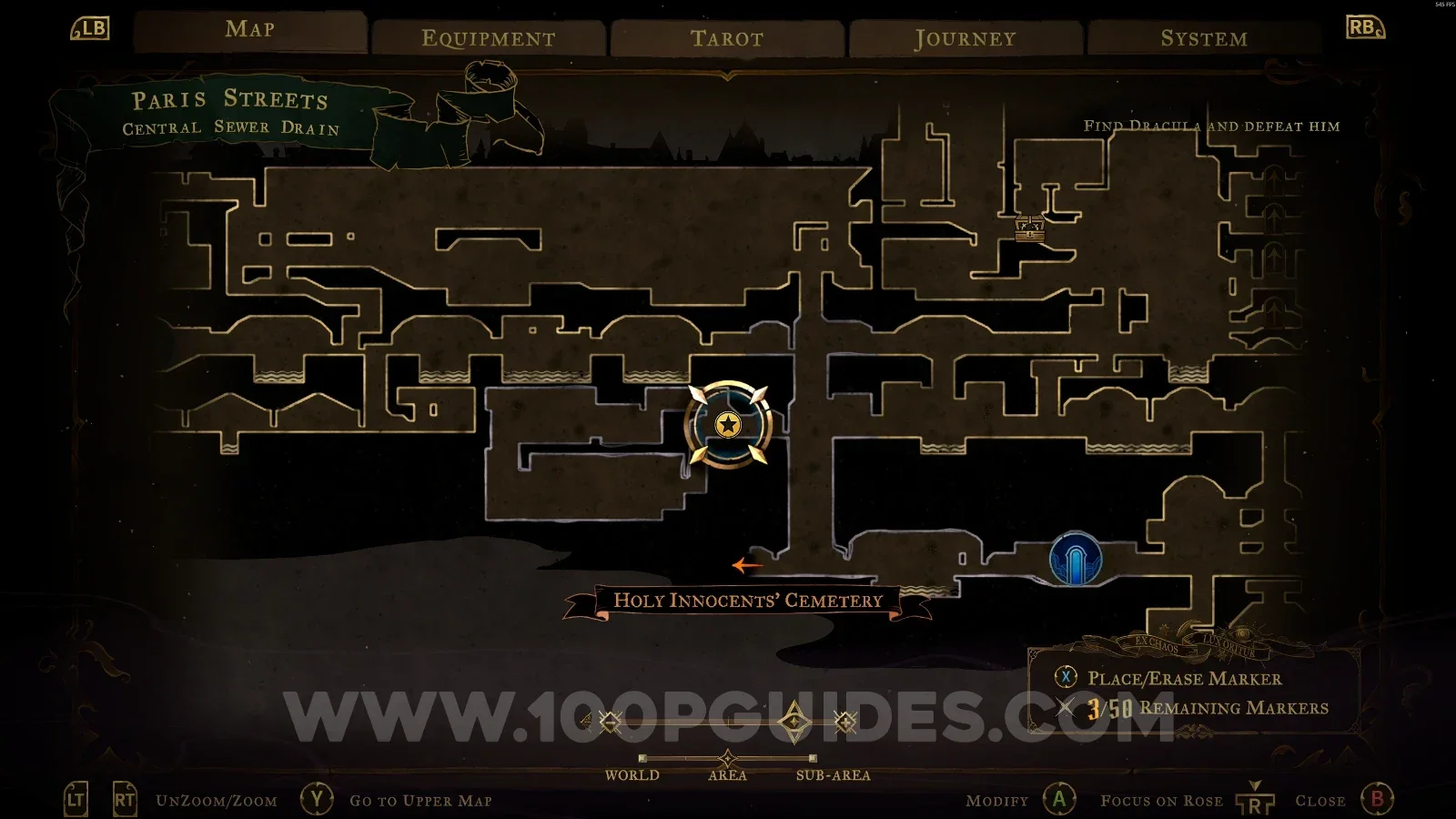 Castlevania Belmonts Curse Central Sewer Drain map marking the Twilight Gem relic location