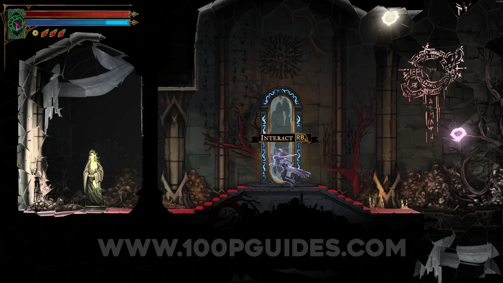 Castlevania Belmonts Curse Tower Of Worldly Reflection: XP Statues on each side of a corridor