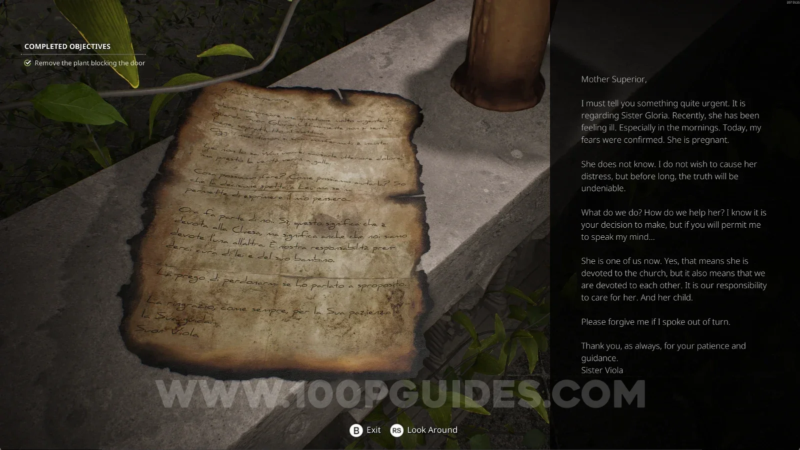 Remothered: Red Nuns Legacy Convent #6: Sister Viola’s Letter right in front past the lily door