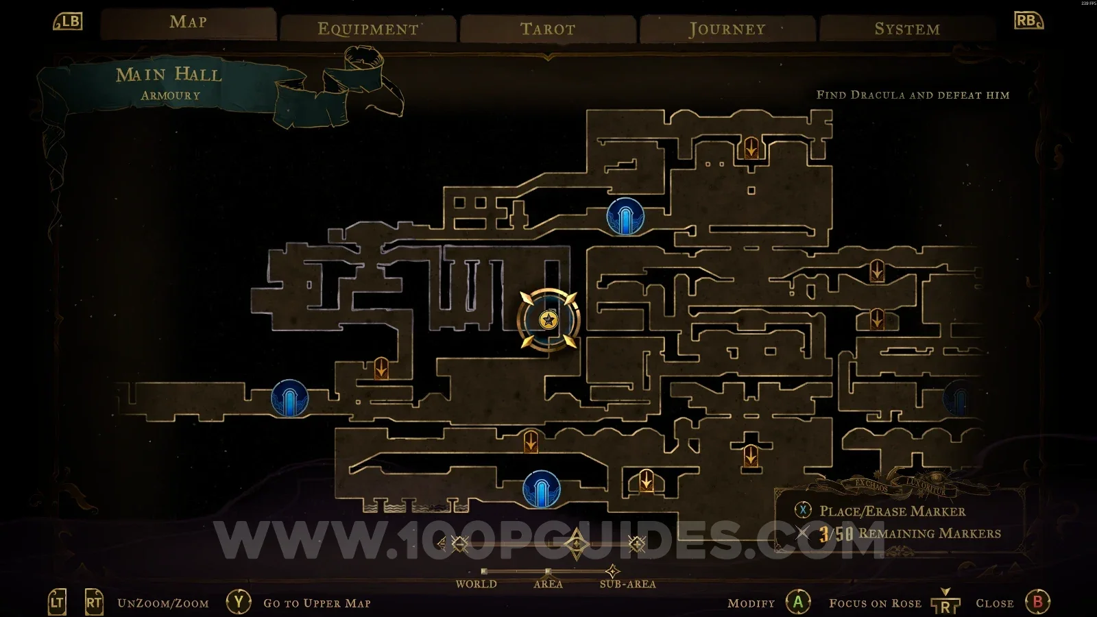 Castlevania Belmonts Curse Armoury: map marking Brave Heart Fragment #15 via the Wine Cellar door in the Entrance Corridor