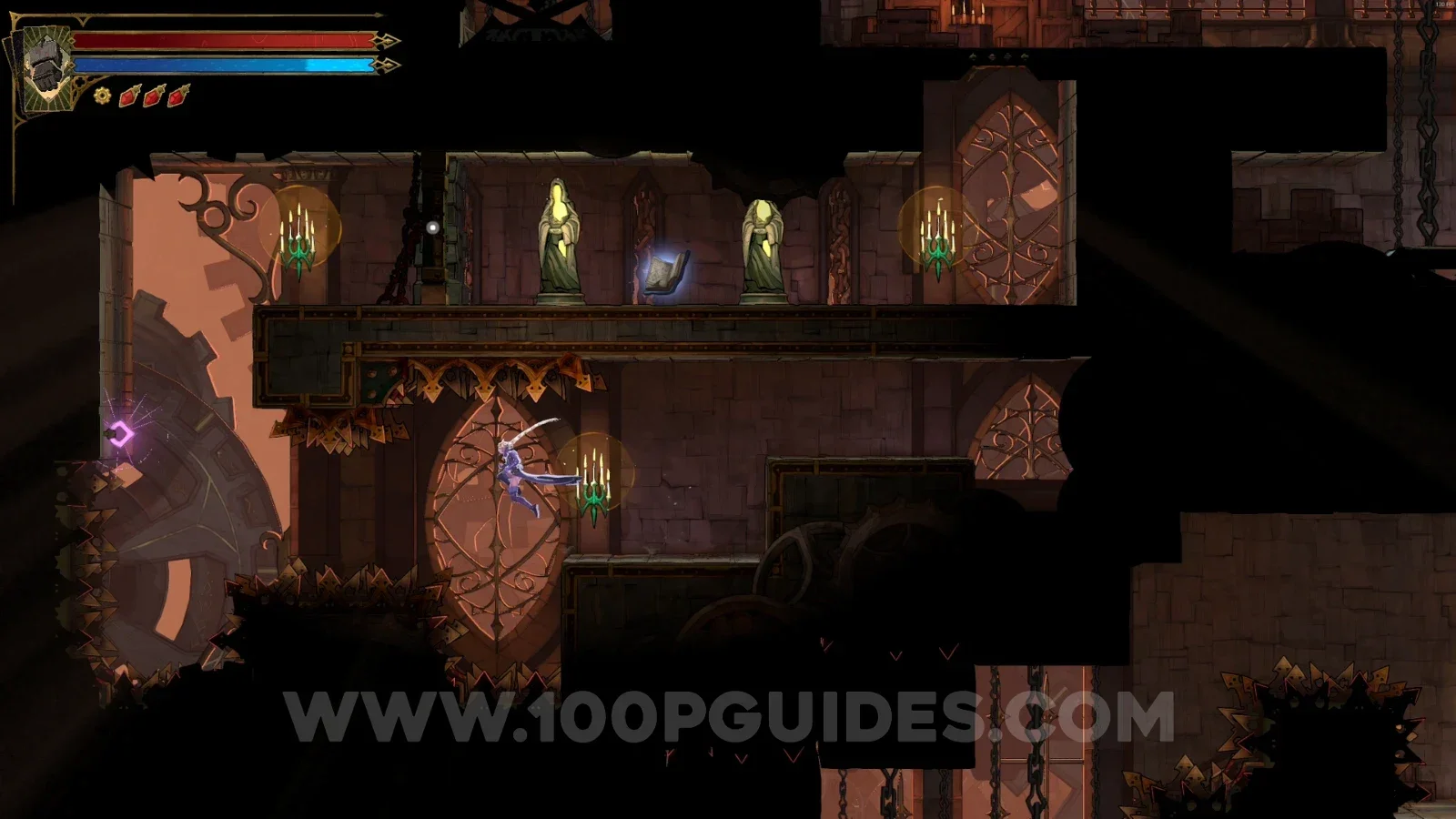 Castlevania Belmonts Curse Daedalus Crossing: XP Statues #102 and #103 in the secret upper area above the block