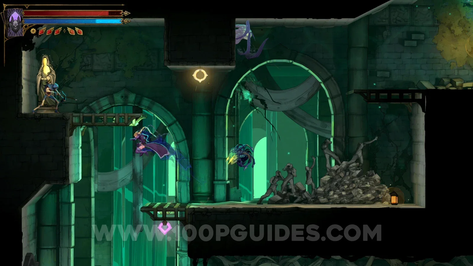 Castlevania Belmont's Curse Roman Baths: XP Statue #12 on the left side of the marked area