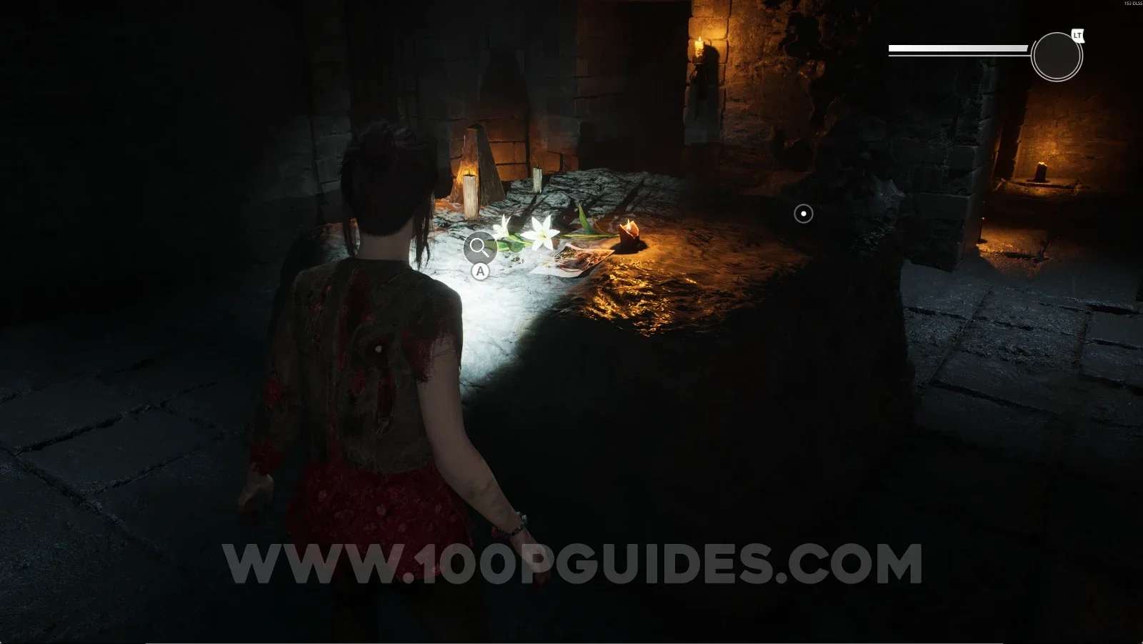 Remothered: Red Nuns Legacy Catacombs: the revealed lily next to the save point