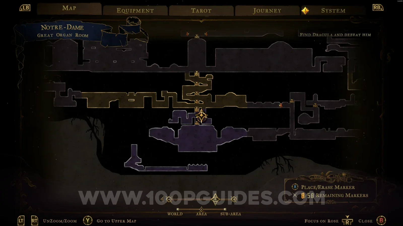 Castlevania Belmonts Curse Great Organ Room: map location of XP Statue #4