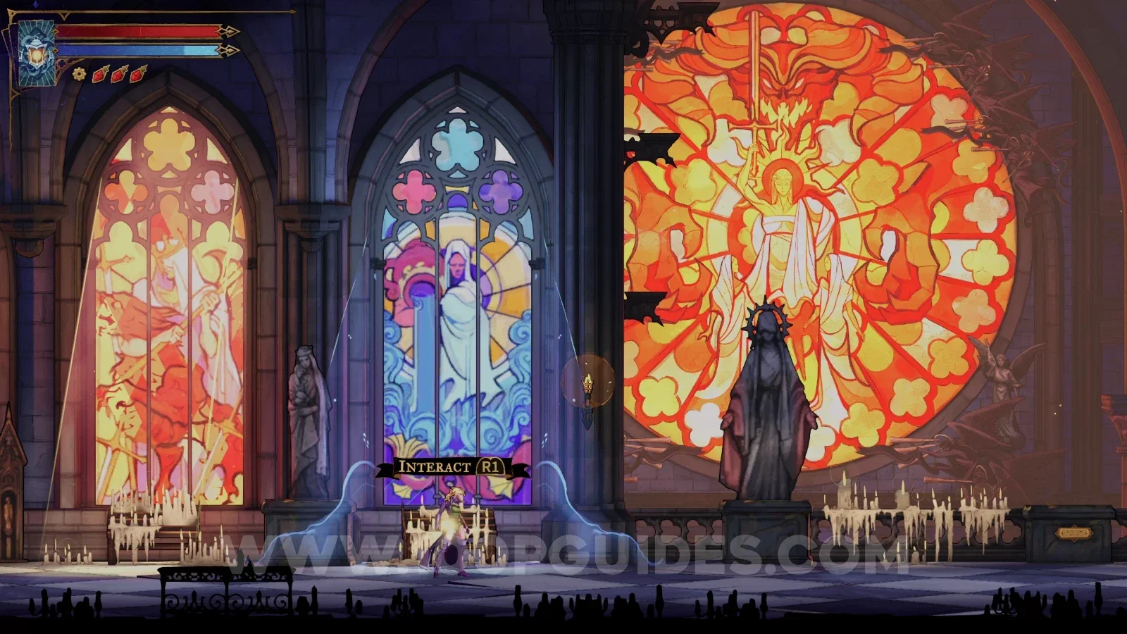Castlevania: Belmont's Curse Notre-Dame: the arcana to equip for each glass window trial, from left to right