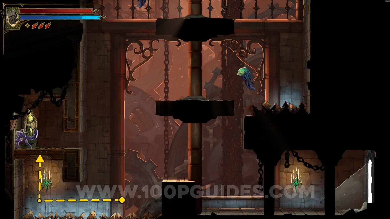 Castlevania Belmont's Curse Serpent Pinion: XP Statue #8 on a hidden platform