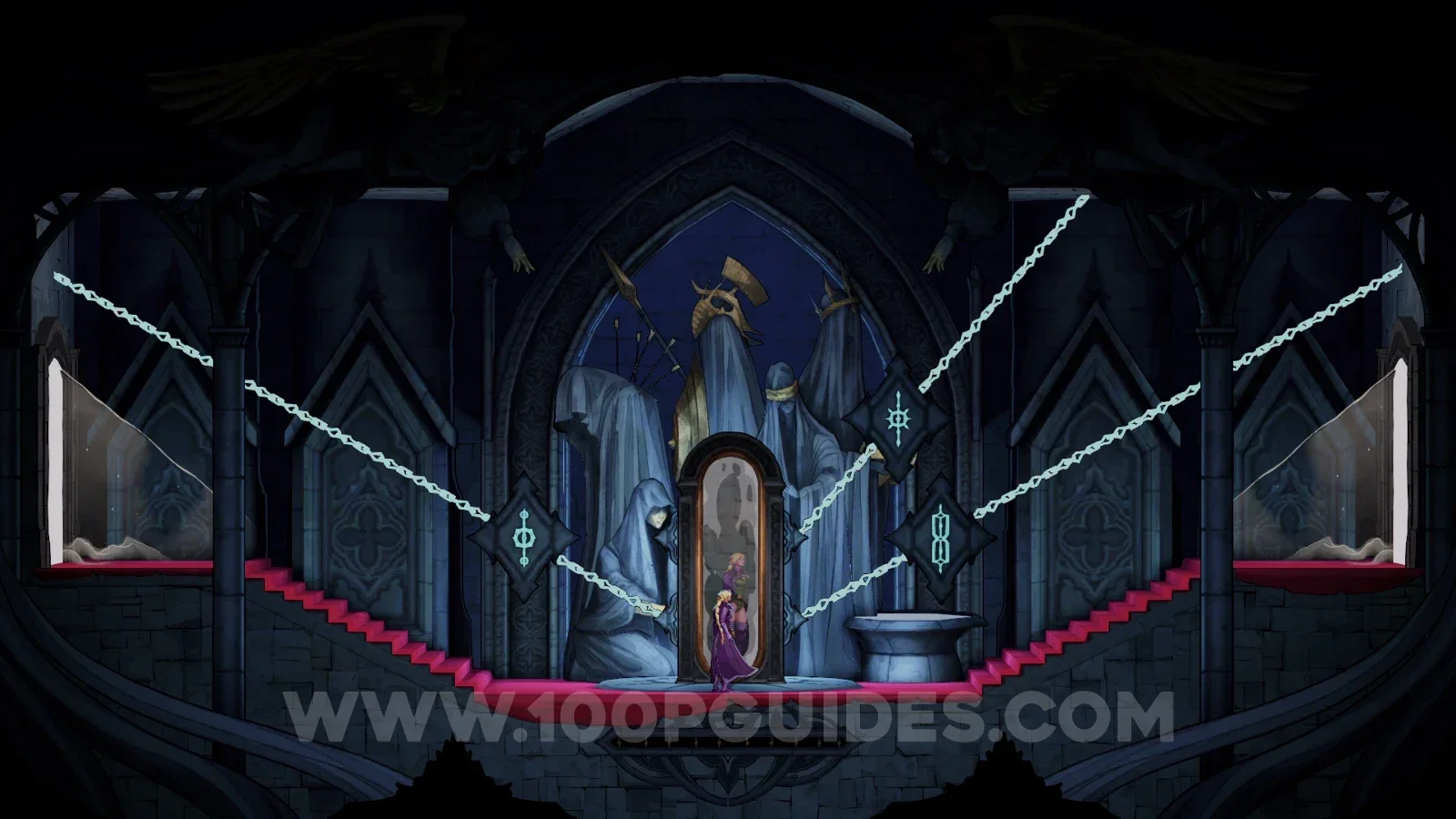 Castlevania: Belmont's Curse: the mirror where the Queen is Trapped, the entrance to the Hall of Mirrors