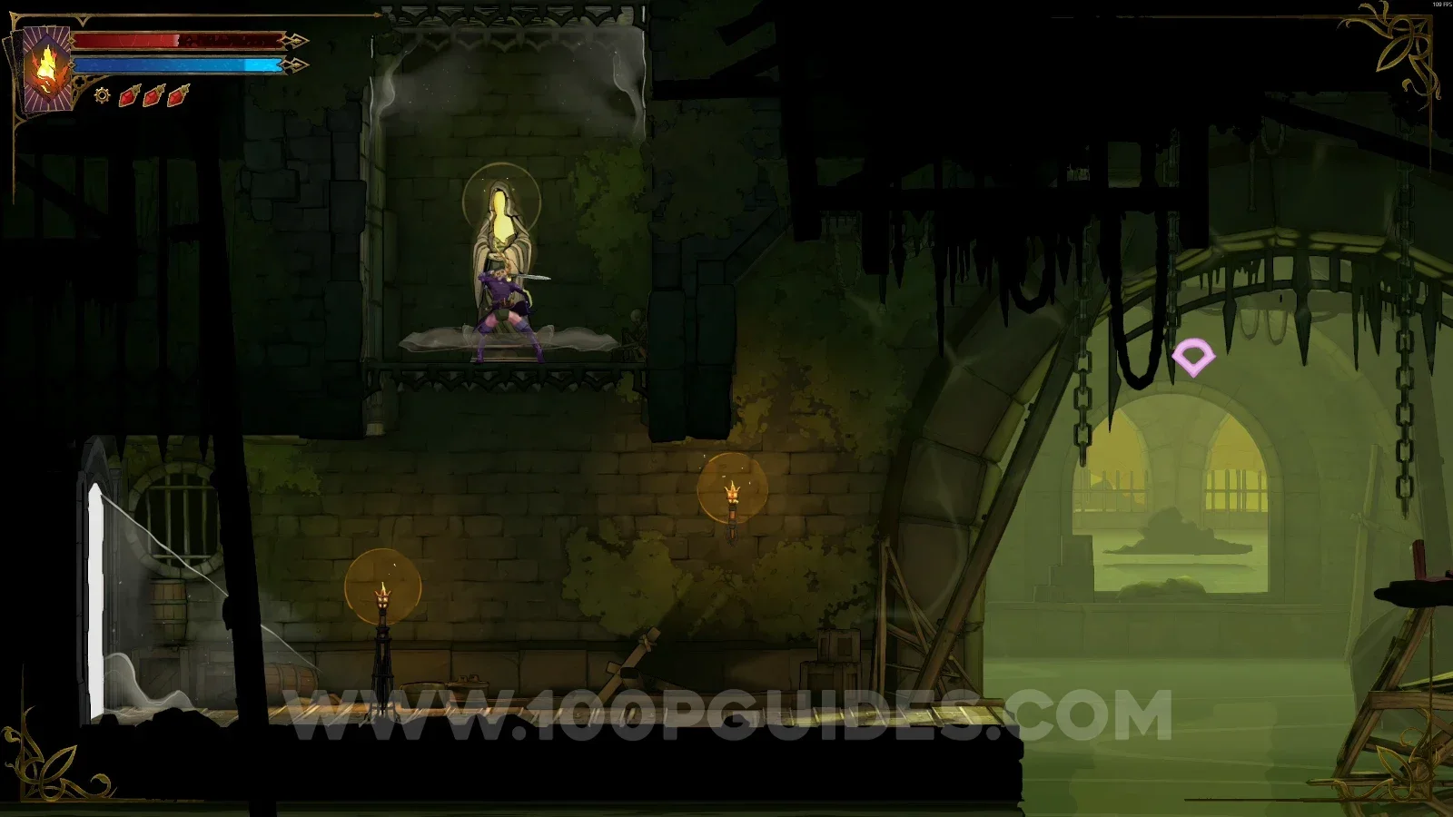 Castlevania Belmonts Curse Sewer Reservoir: XP Statue #11 at the bottom past the slide