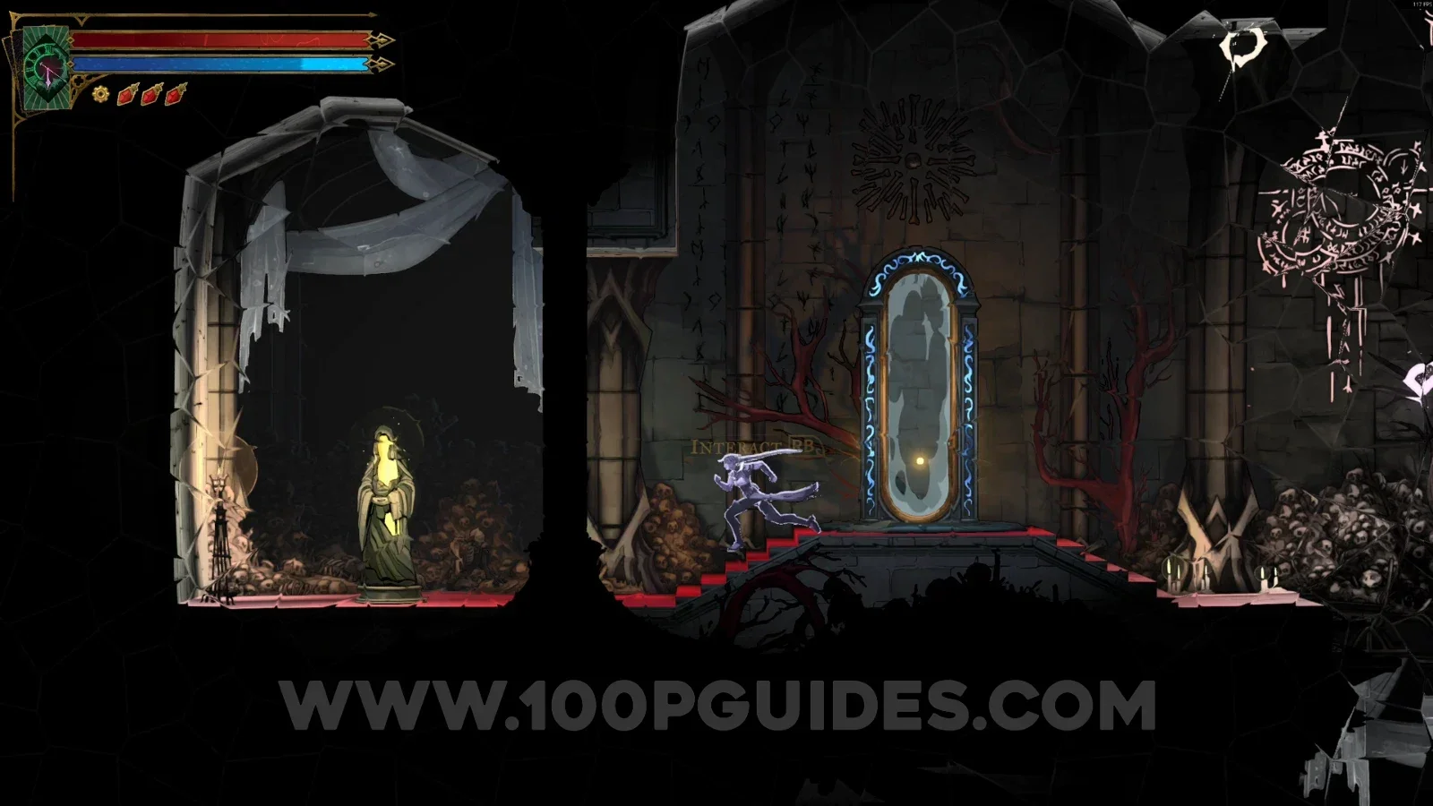 Castlevania Belmonts Curse Tower Of Worldly Reflection: XP Statue #1 on one side of the marked area