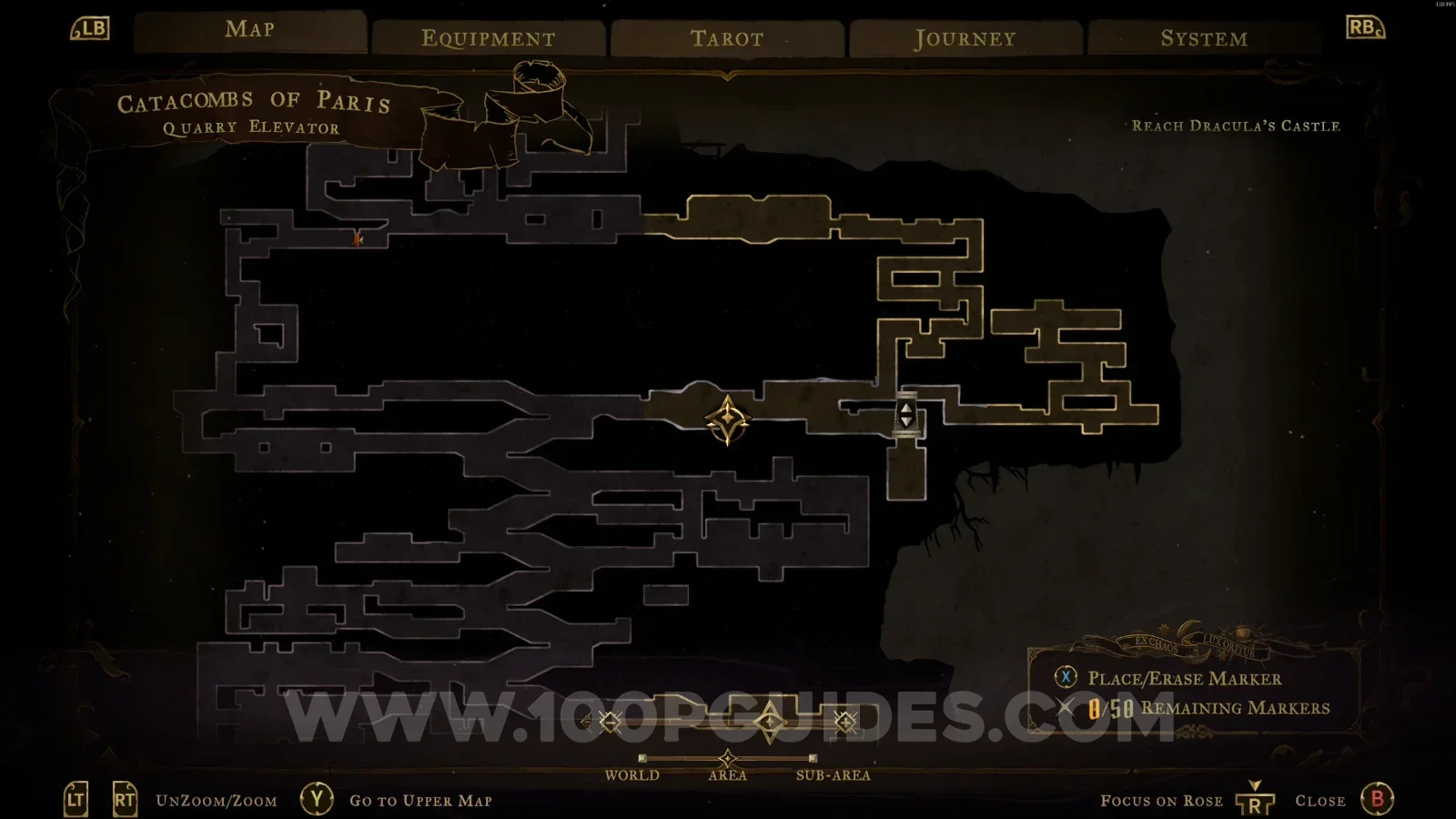 Castlevania Belmonts Curse Quarry Elevator: map marking the area of Mirror of Life #1