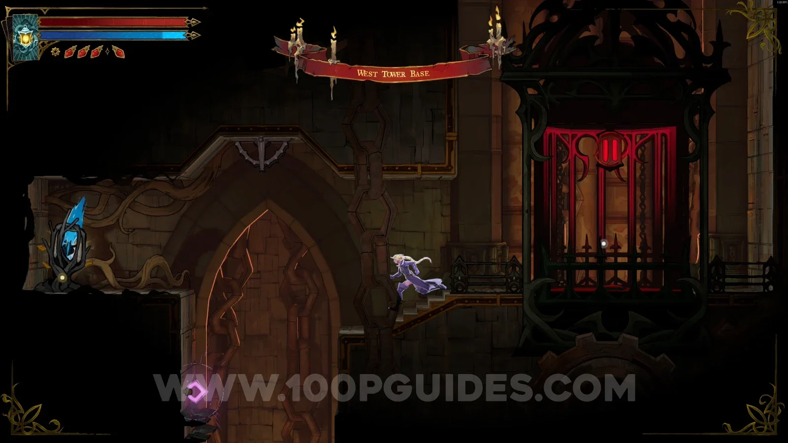Castlevania Belmont's Curse West Tower Base: Wise Heart Fragment #1 next to the elevator