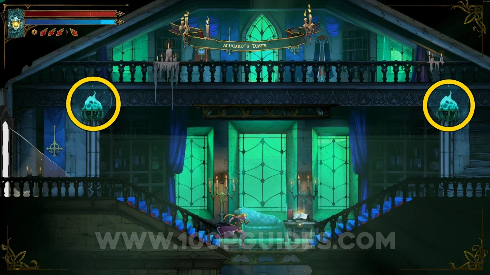 Castlevania Belmonts Curse Main Hall: destroying the two upper blue flames in the weapon room