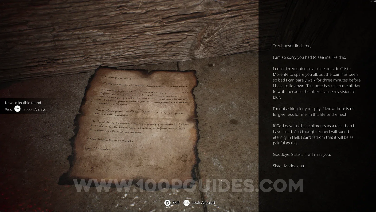 Remothered: Red Nuns Legacy Convent: the note on the floor in front of the door