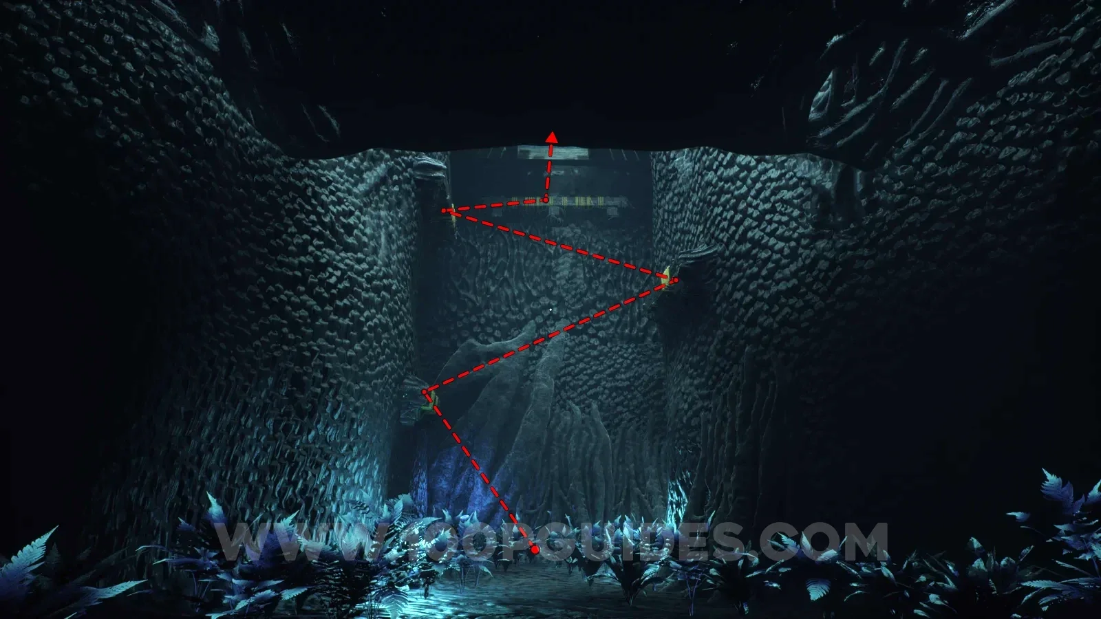 Terrible Lizards Chapter 4: small area with a generator, step like platforms and a hole on the right
