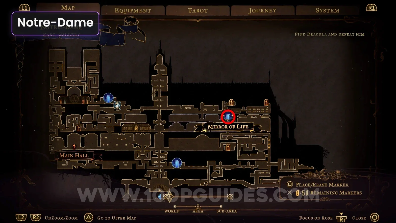 Castlevania: Belmont's Curse: the first of the 4 mirrors to crouch in front of to break the Hall of Mirrors seals