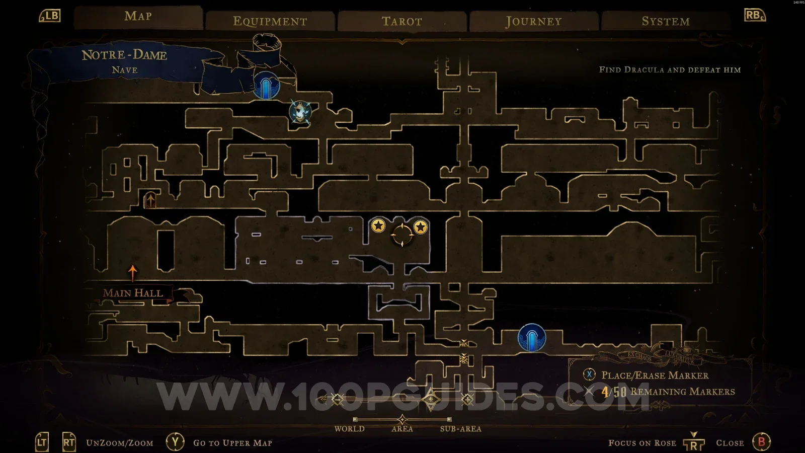 Castlevania Belmonts Curse Nave map showing XP Statues #122 and #123 at the top of the area