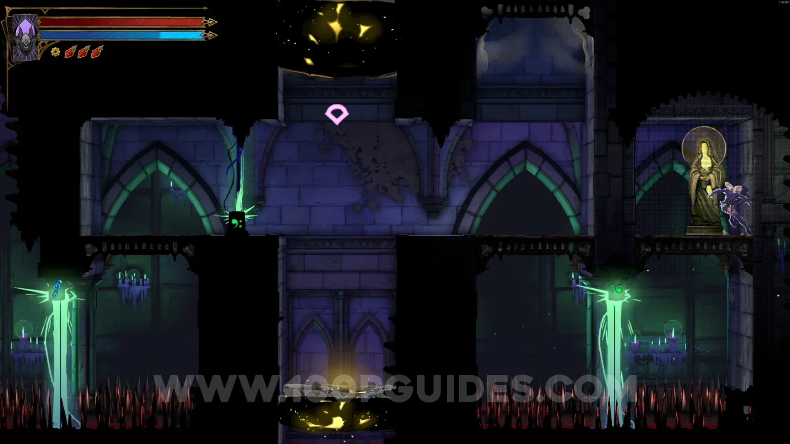 Castlevania Belmonts Curse Great Organ Room: XP Statue #108 in the marked area