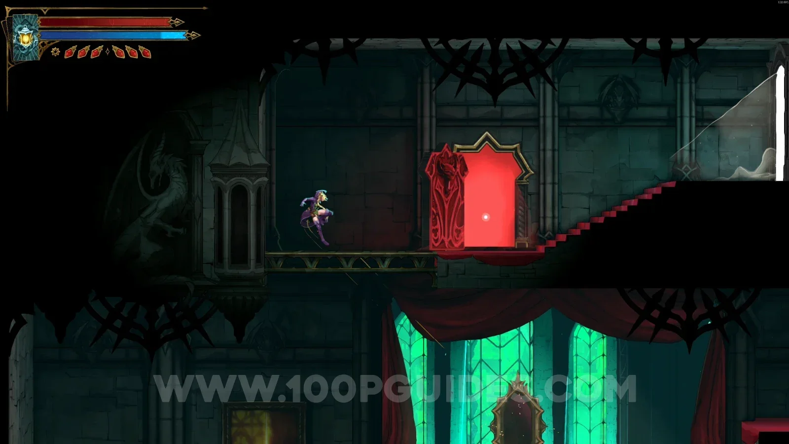Castlevania Belmonts Curse Entrance Corridor: going through the red door toward XP Statues #9 and #10