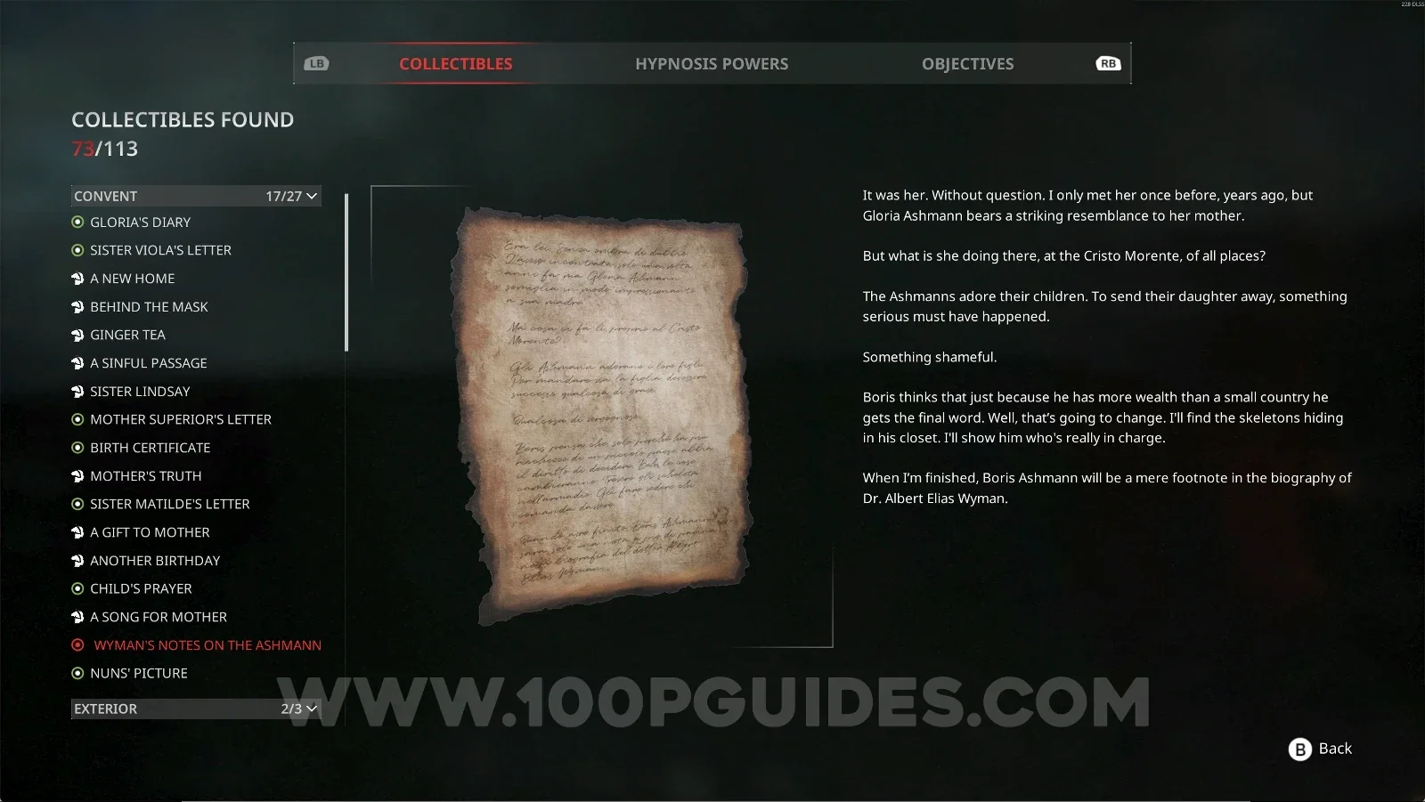 Remothered: Red Nuns Legacy Convent #17: Wyman's Notes On The Ashmanns collectible