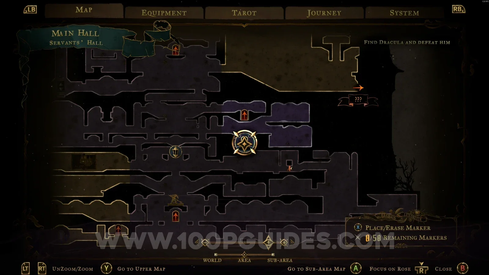 Castlevania Belmonts Curse Grand Hall: map location of the red door leading to XP Statue #13
