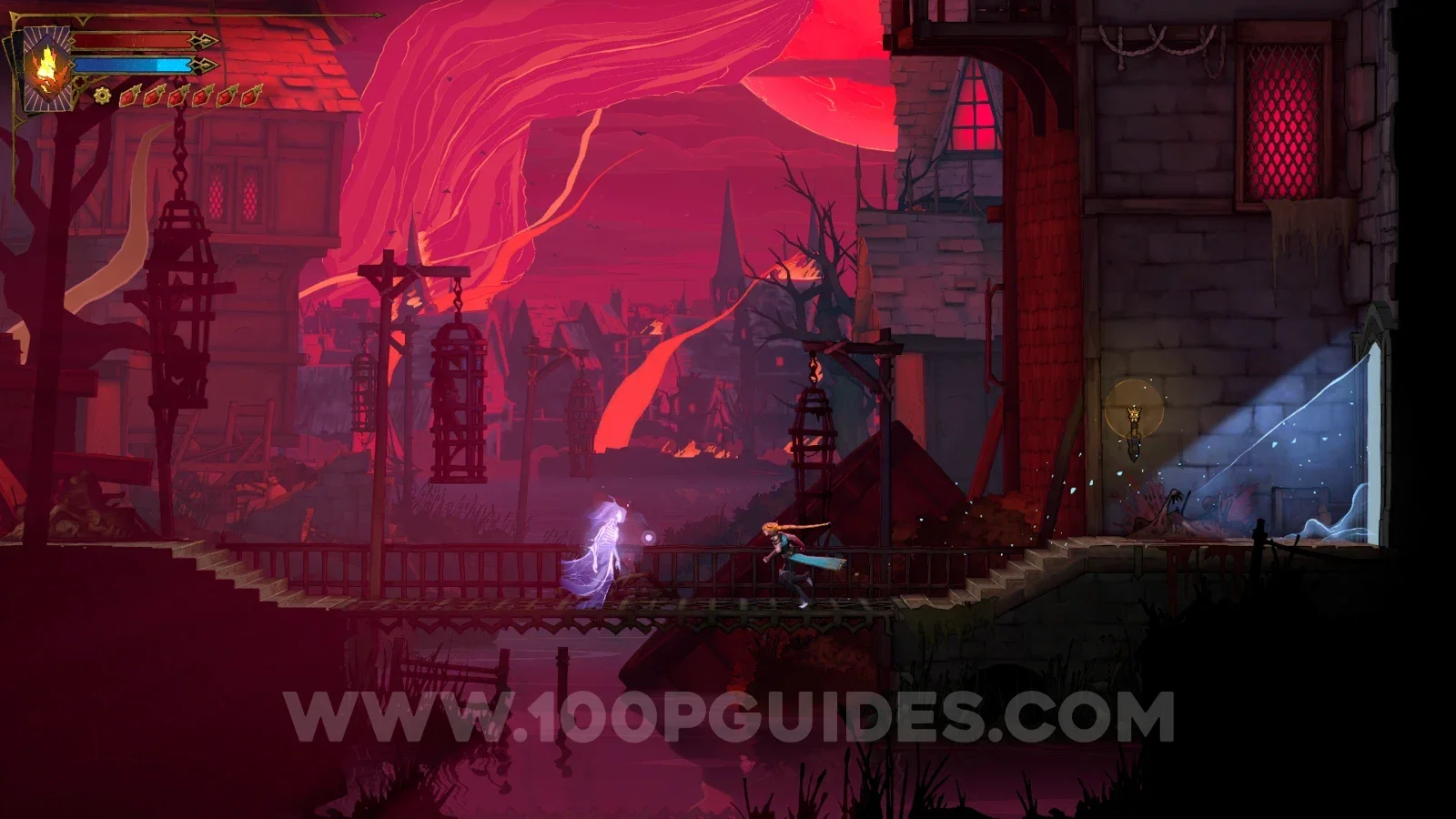 Castlevania Belmont's Curse: The Warrior Is At The Top Of The Tower clue found in the Burned District