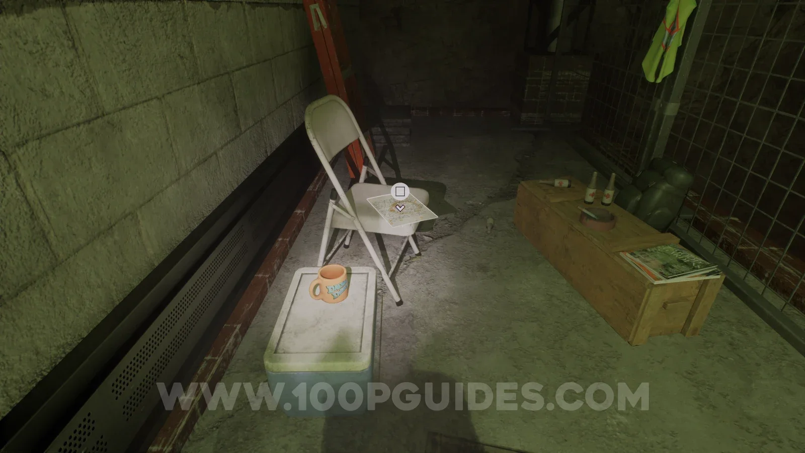 Terrible Lizards Chapter 2: Break Room note on the chair at the end of the path on the right