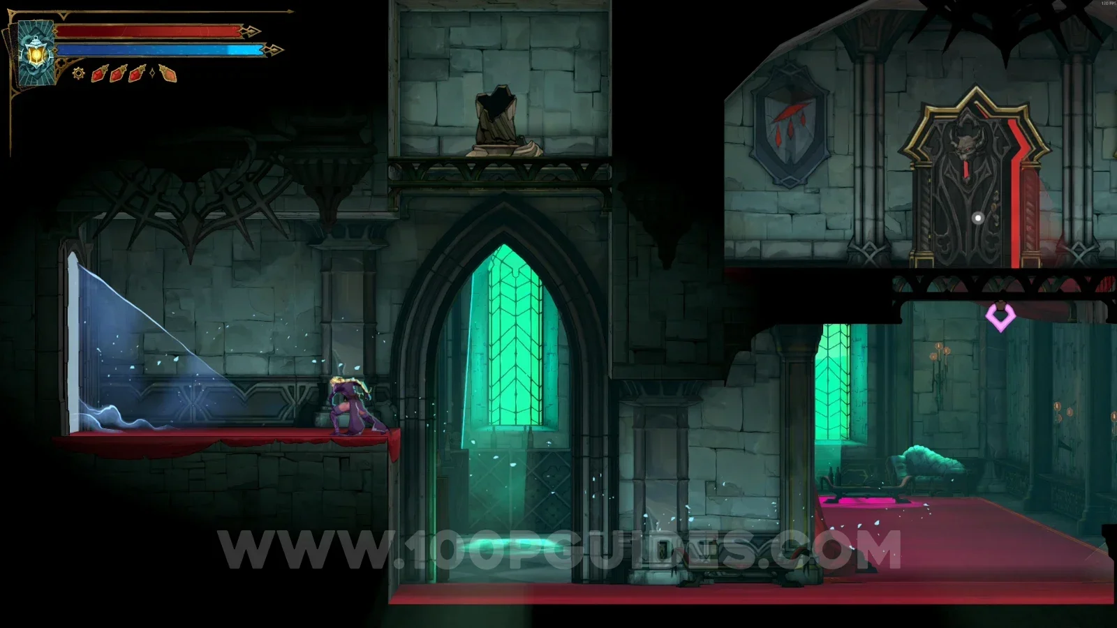 Castlevania Belmonts Curse Boudoirs: going down from XP Statue #3 to the door on the left