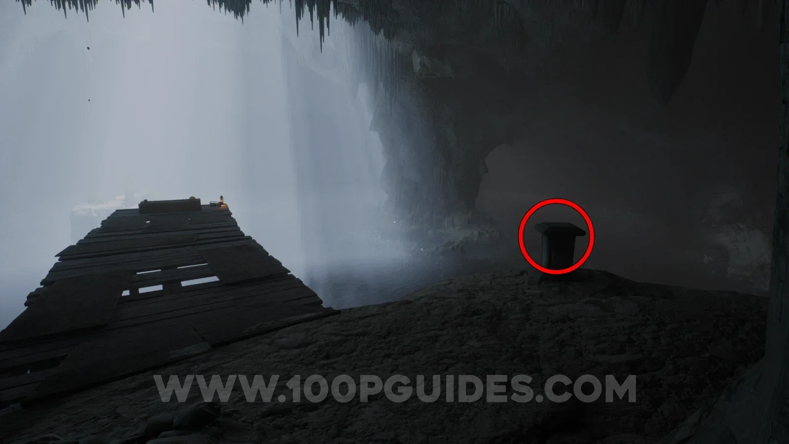 Terrible Lizards Chapter 2: Stuffed Animal Pedestal in the large open cave with water in it