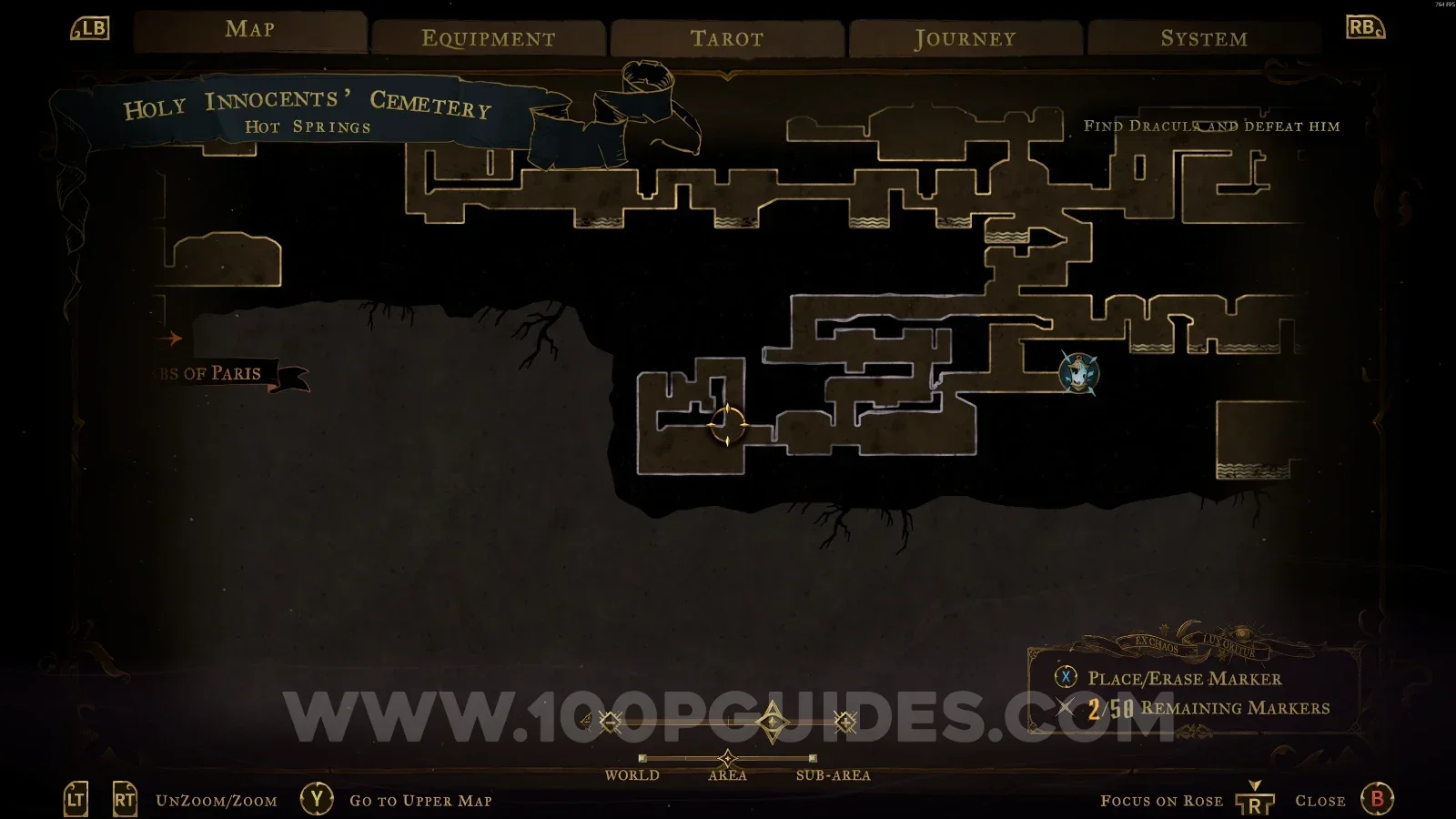 Castlevania Belmonts Curse Hot Springs map marking the saw room with the Pale Thorn relic