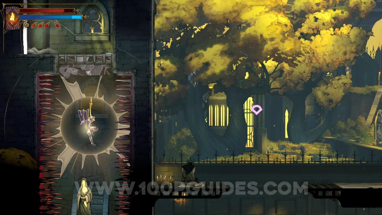 Castlevania Belmont's Curse Memorial For The Dead: XP Statue #5 reached by using Holy Light to go down the platform